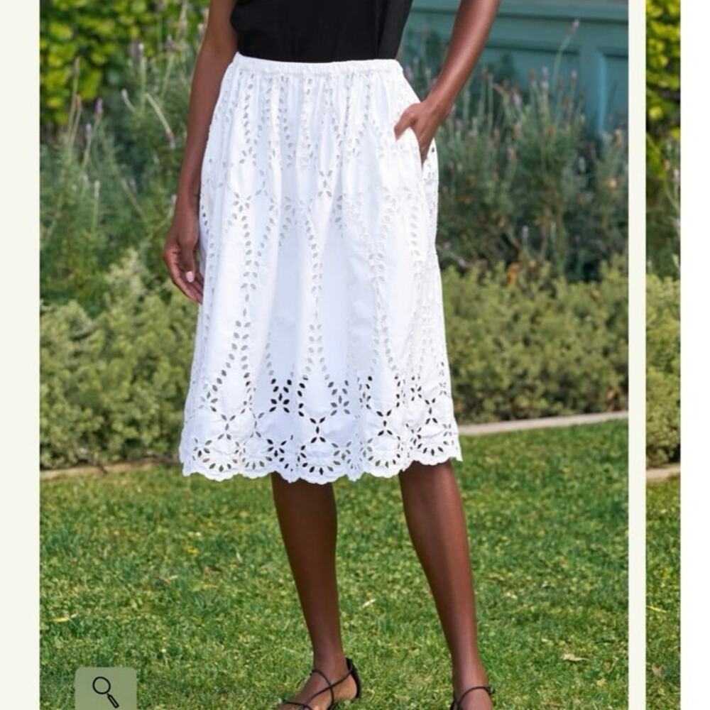 NWOT Frank & Eileen Grace Eyelet Midi Skirt in White SZ M